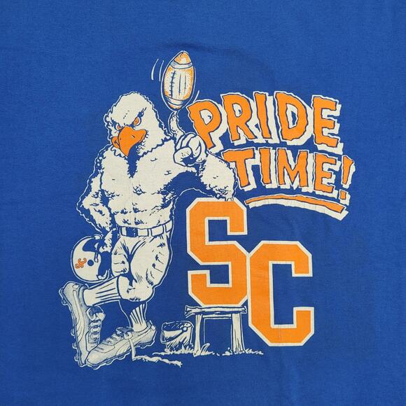 Vintage 80s Hanes Shirt XL 24x28 Blue Eagle Football USA - Picture 8 of 12